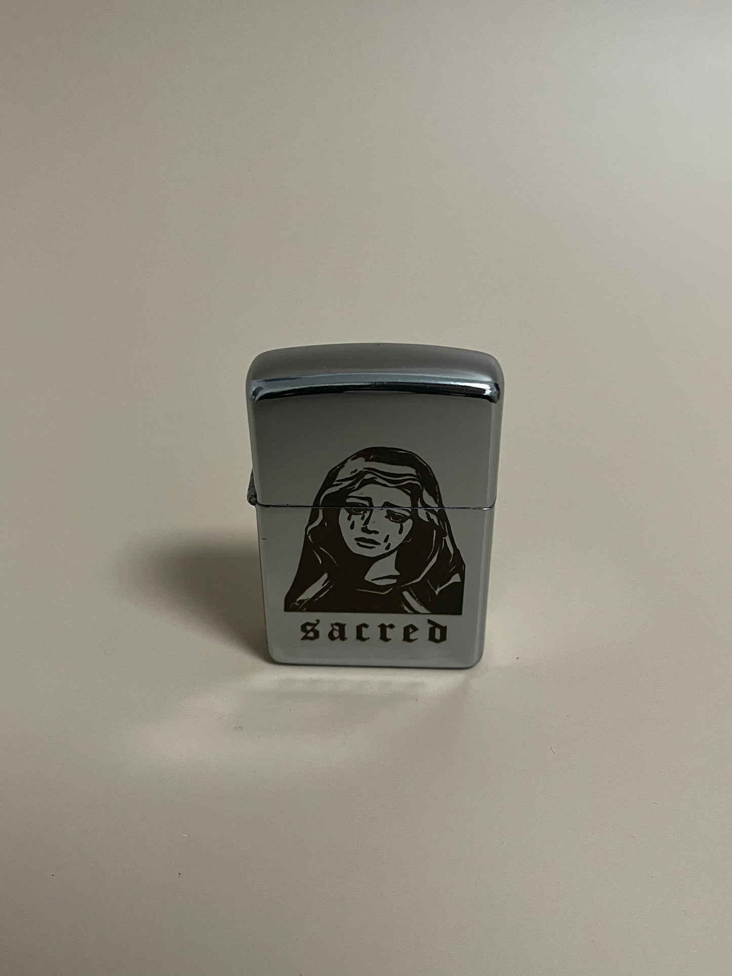 Sacred Edition Engraved Steel Flip Oil Lighter - Vintage style, engraved artwork