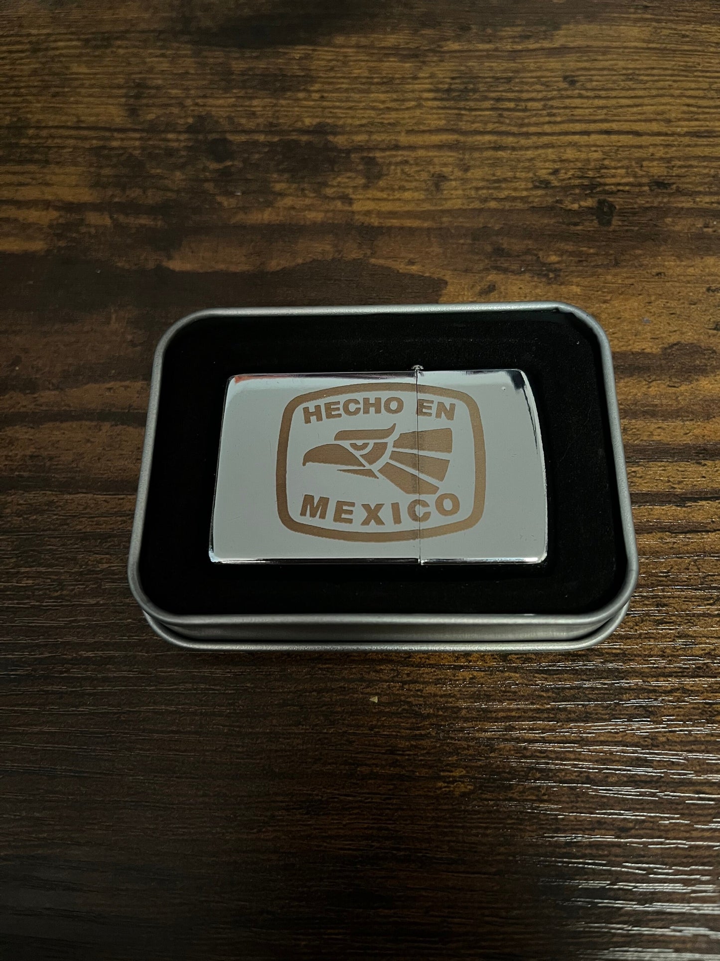 Engraved Mexican Steel Lighter - "Hecho en Mexico" Flip Oil Lighter