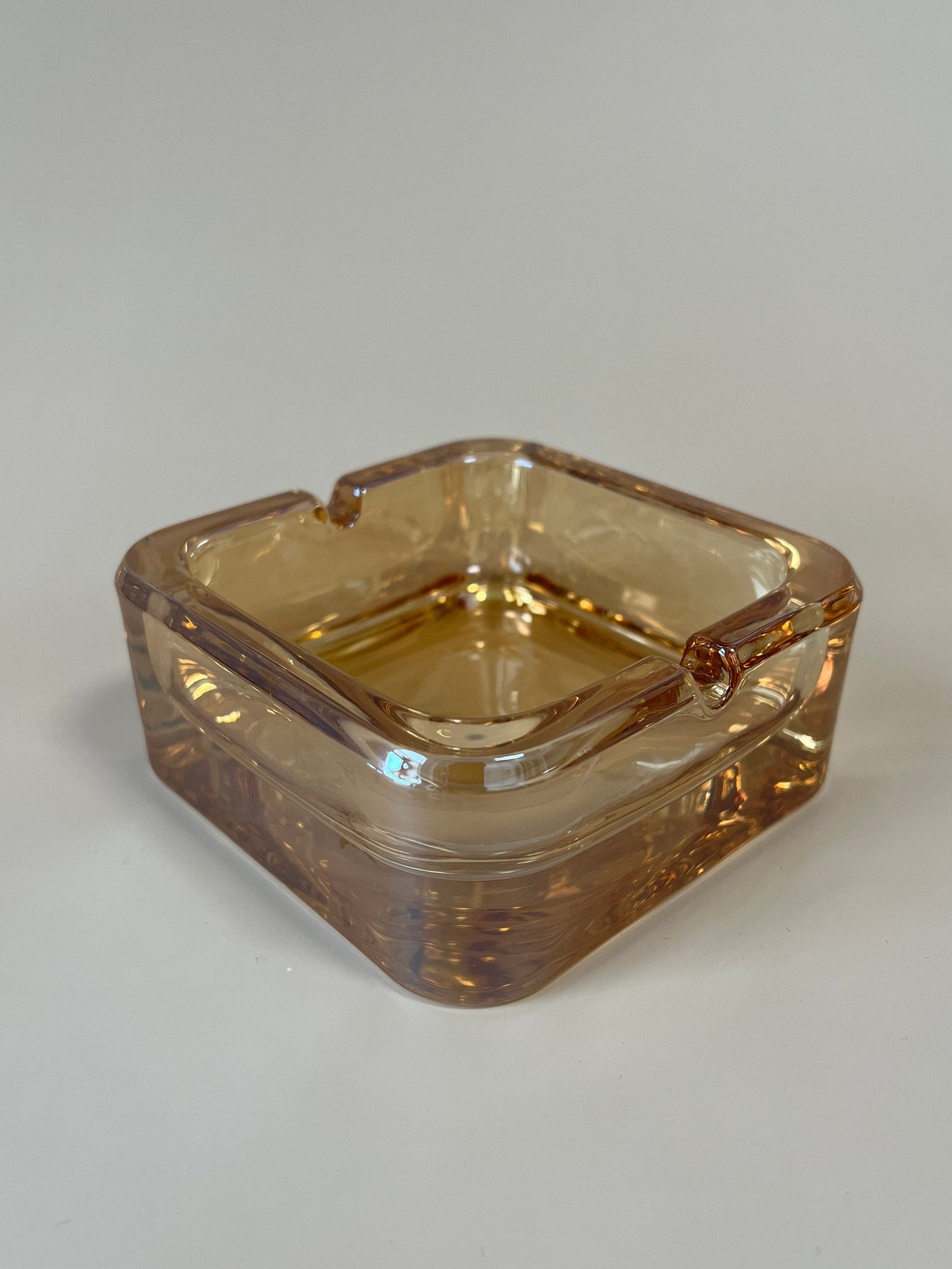 Glass Ashtray, Vintage Style - Sleek Square Glass Ash Tray