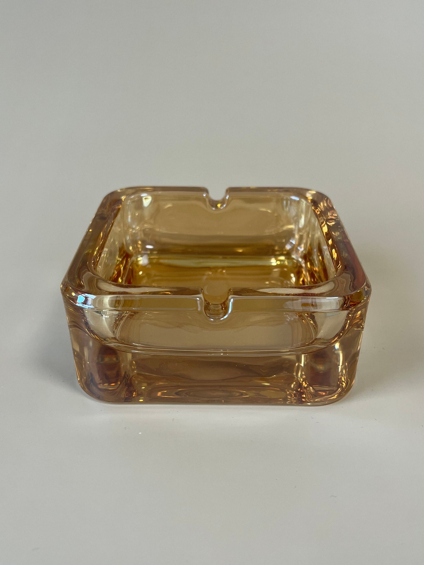 Glass Ashtray, Vintage Style - Sleek Square Glass Ash Tray