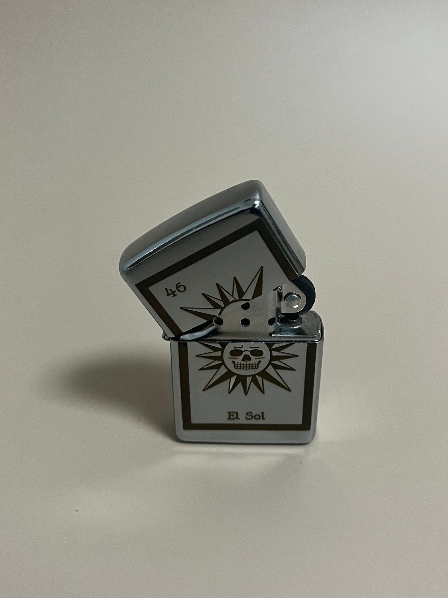 Loteria Edition Lighter "El Sol" Engraved on High Quality Steel Flip Oil Lighter