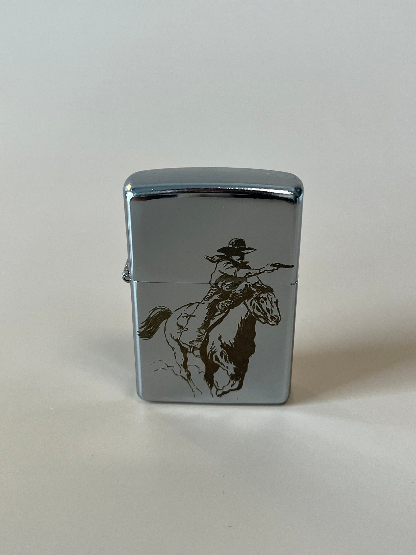 Engraved Cowboy Lighter Case - Steel Flip Oil Lighter