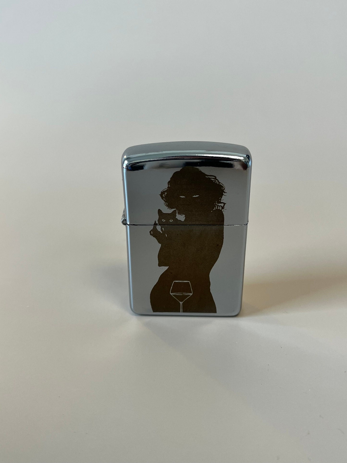 Cat Mom Lighter Case - Engraved Steel Flip Oil Lighter "Cat Lady” Edition