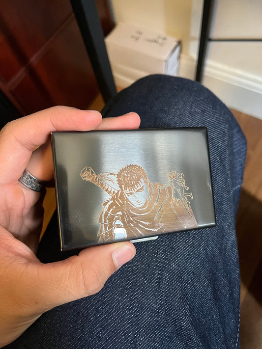 Berserk Guts Engraved Card Holder Wallet, Business Card Case, Metal Card Holder