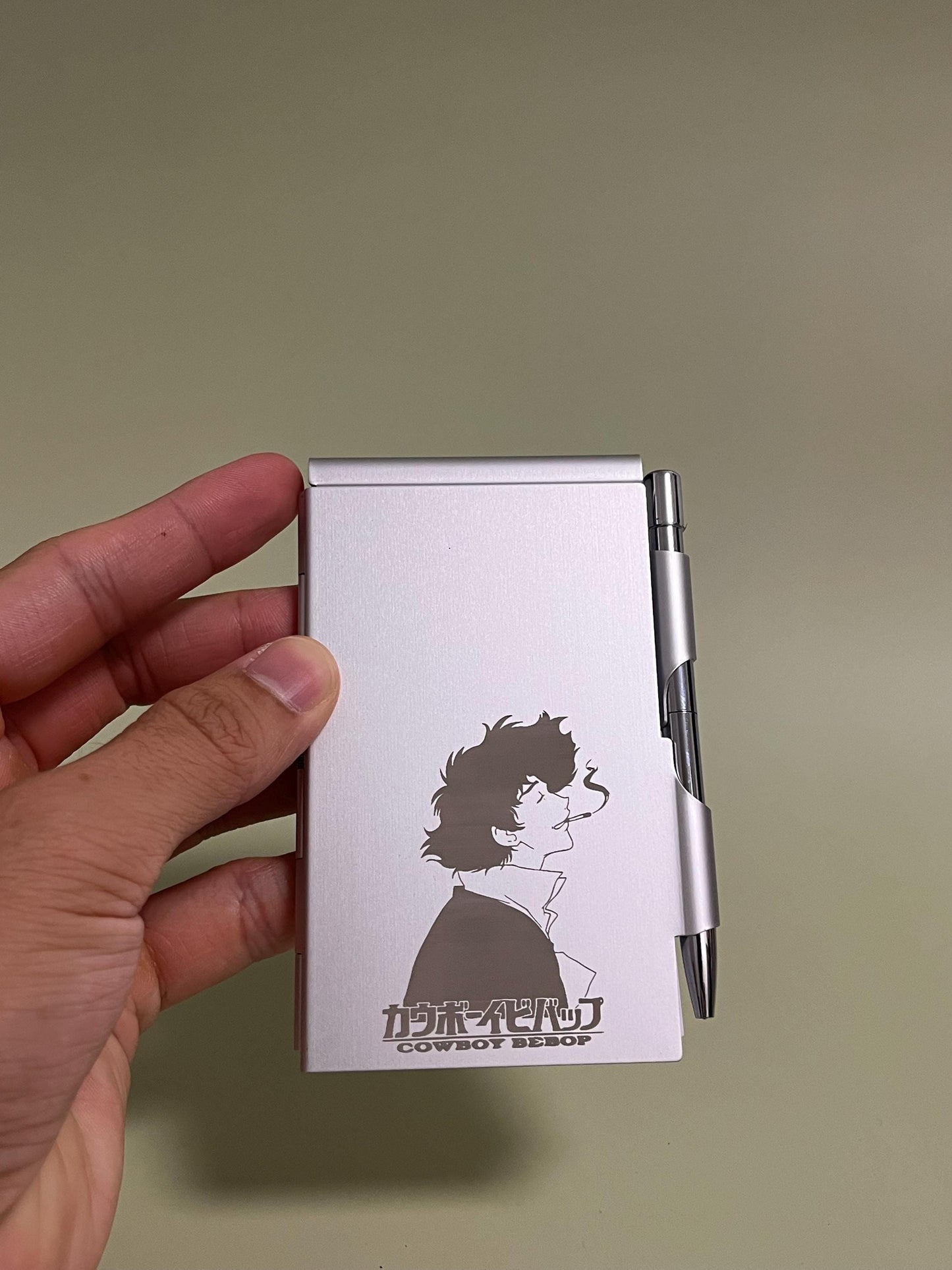 Cowboy Bebop Pocketbook Vintage Style, Engraved Spike Aluminum Pocket Notebook Case