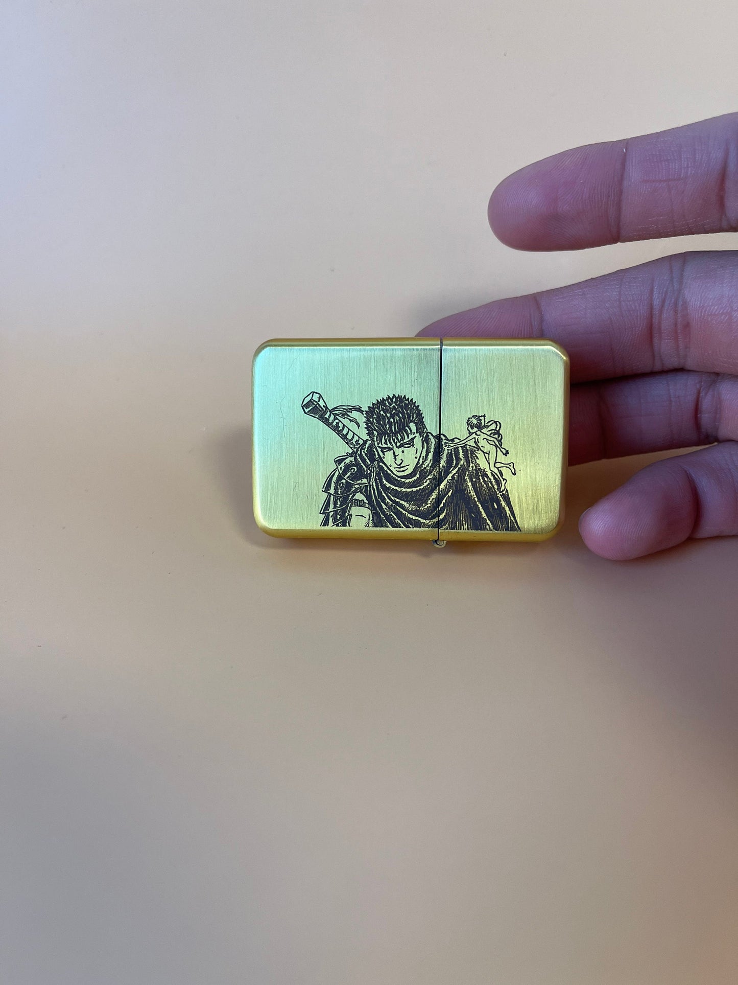 Berserk Steel Flip Oil Lighter - Guts & Fairy Gold Engraved Anime Lighter