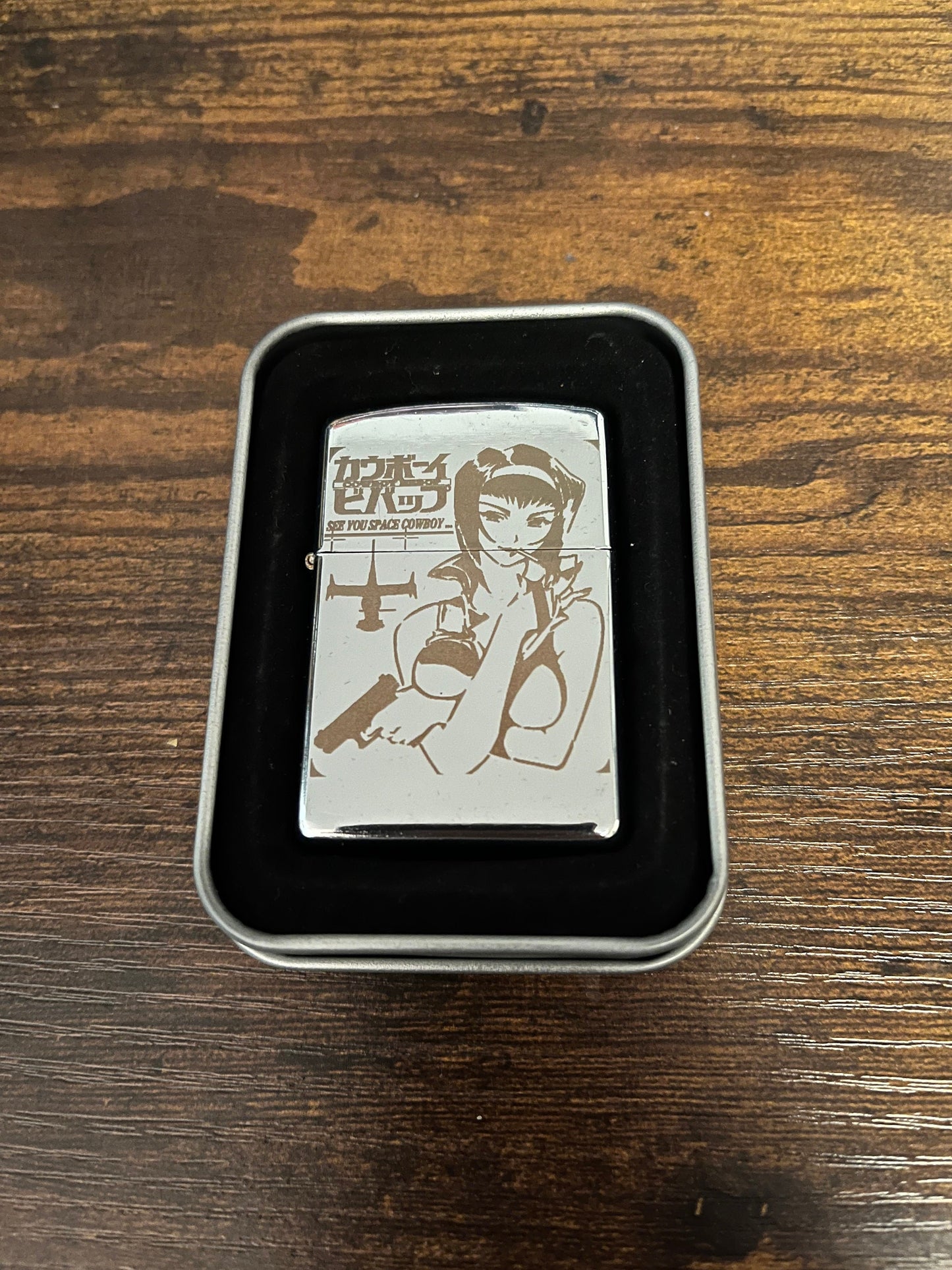 Faye Valentine Retro Flip Oil Lighter - Cowboy Bebop Lighter - Engraved Lighter Case