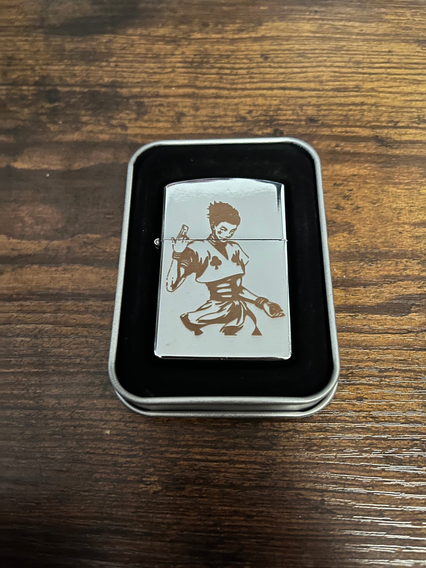 Engraved Hisoka Steel Lighter - Hunter X Hunter Flip Oil Lighter