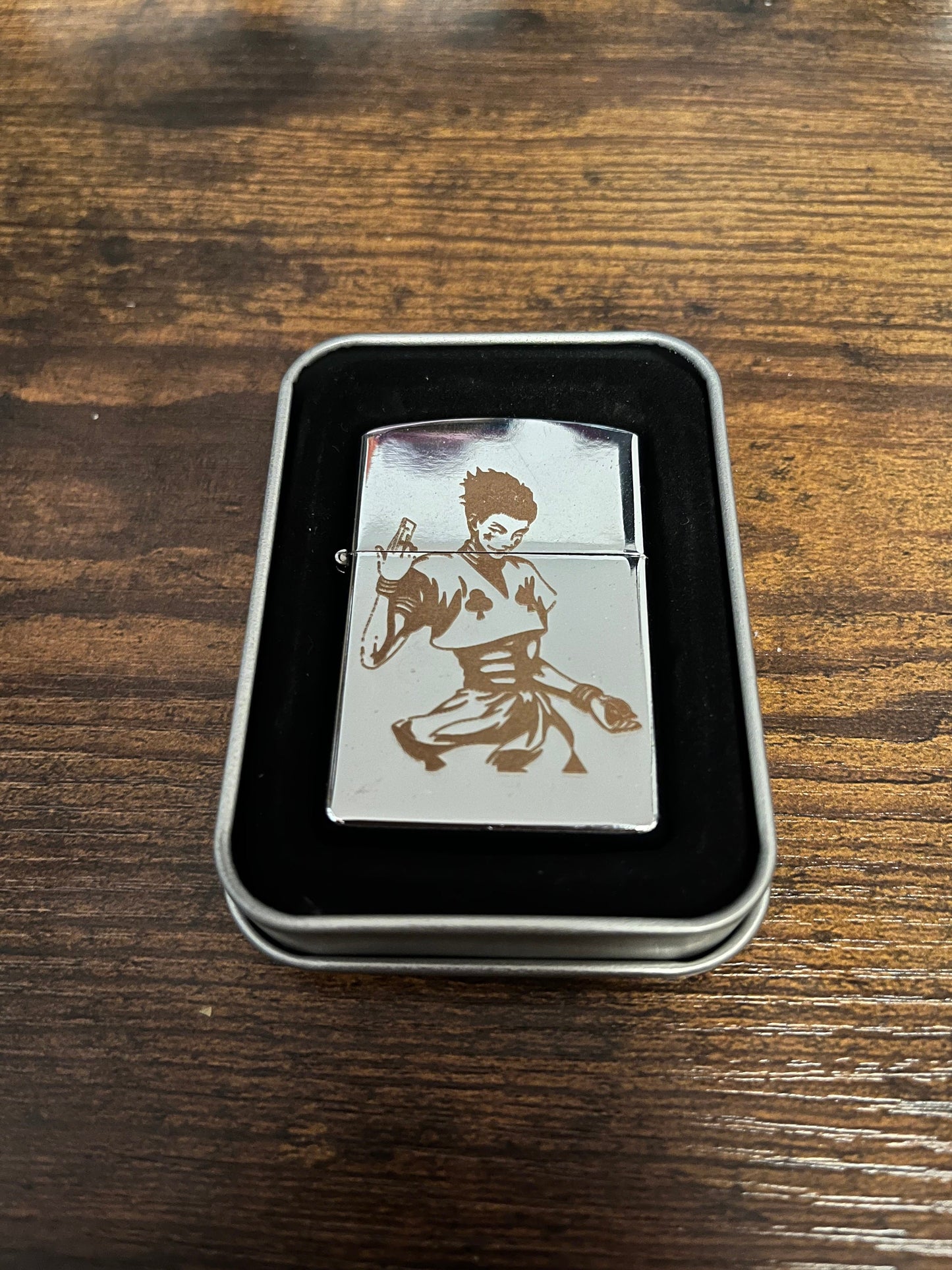 Engraved Hisoka Steel Lighter - Hunter X Hunter Flip Oil Lighter