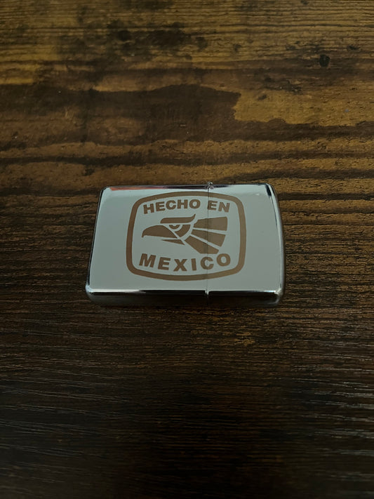 Engraved Mexican Steel Lighter - "Hecho en Mexico" Flip Oil Lighter