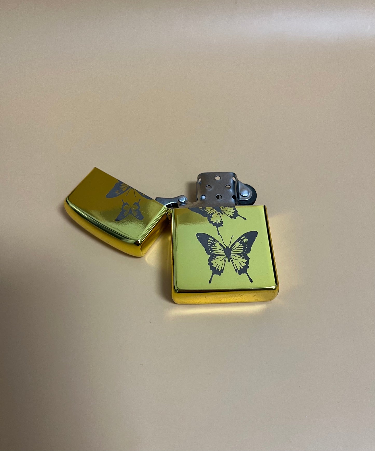 Engraved Butterfly Lighter - Steel Oil Flip Lighter Butterfly Design