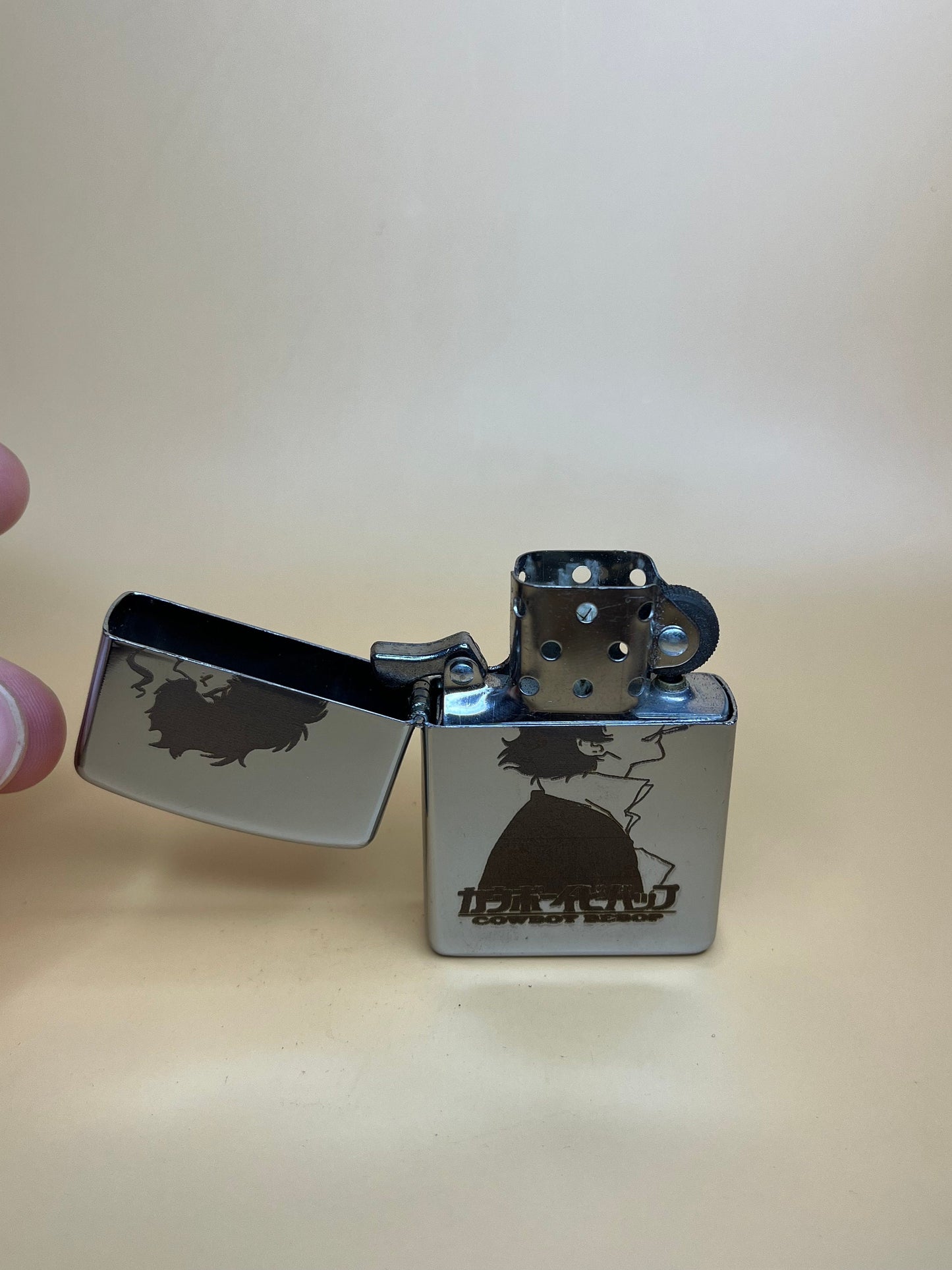 Cowboy Bebop Spike - Engraved Steel Flip Oil Lighter - Spike Bounty Hunter Vintage Style Lighter