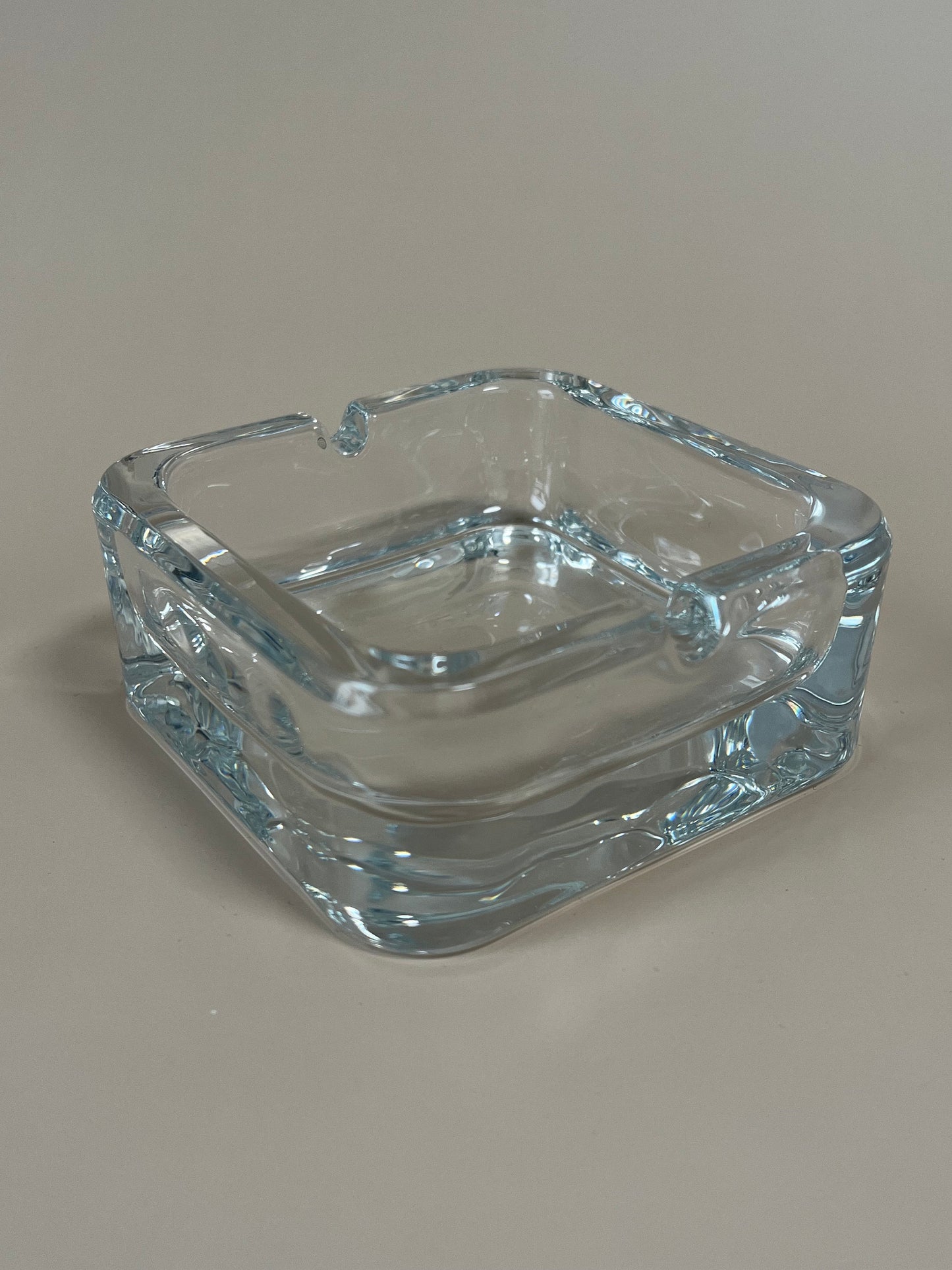 Glass Ashtray, Vintage Style - Sleek Square Glass Ash Tray