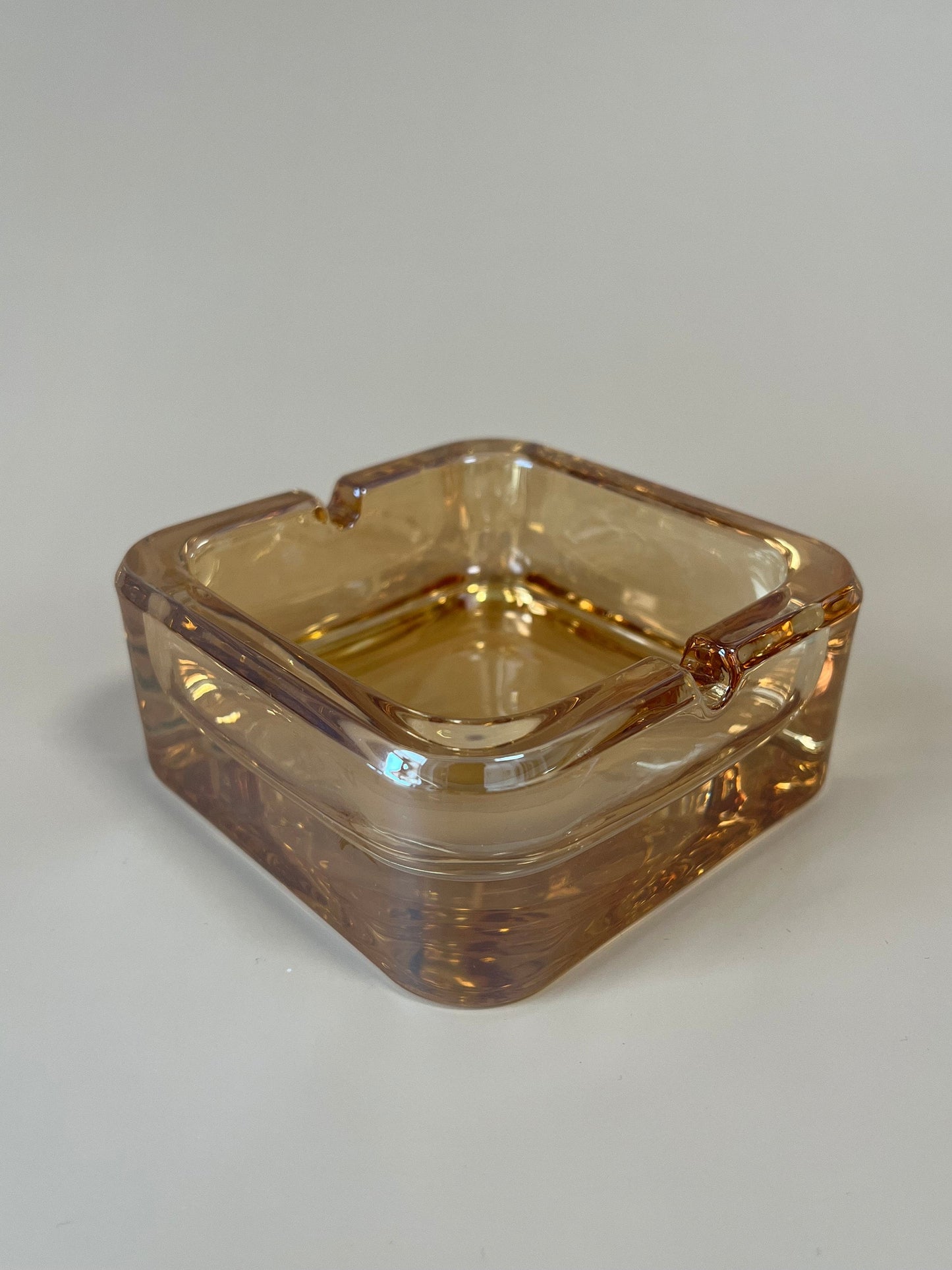 Glass Ashtray, Vintage Style - Sleek Square Glass Ash Tray