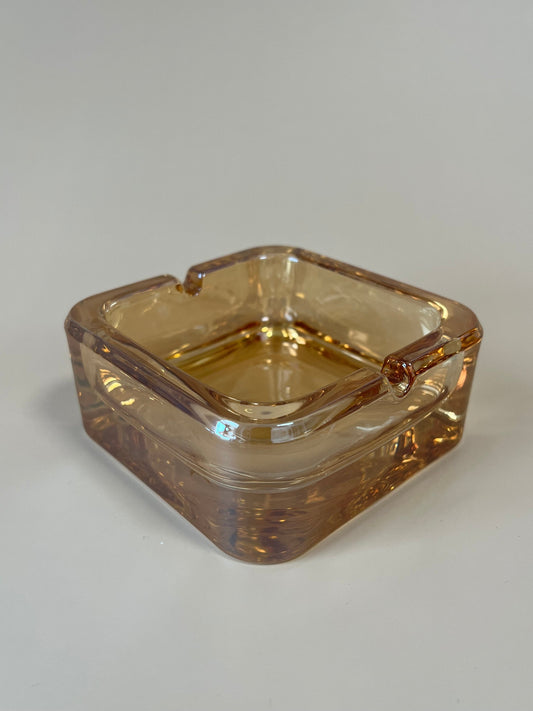 Glass Ashtray, Vintage Style - Sleek Square Glass Ash Tray