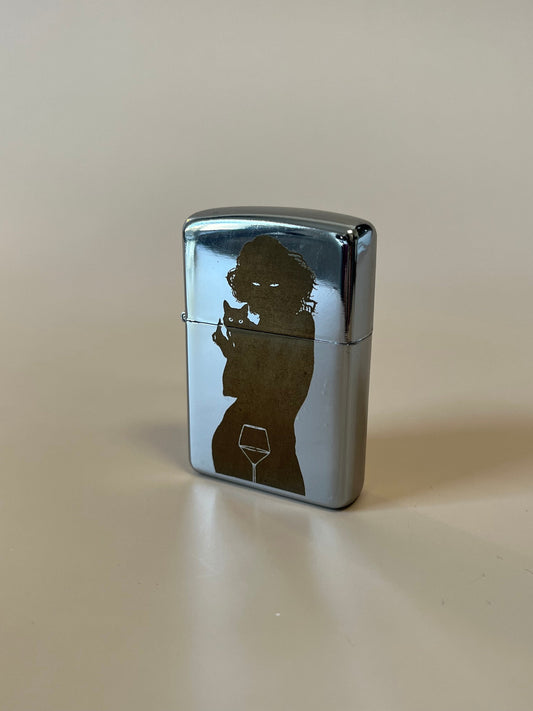 Cat Mom Lighter Case - Engraved Steel Flip Oil Lighter "Cat Lady” Edition