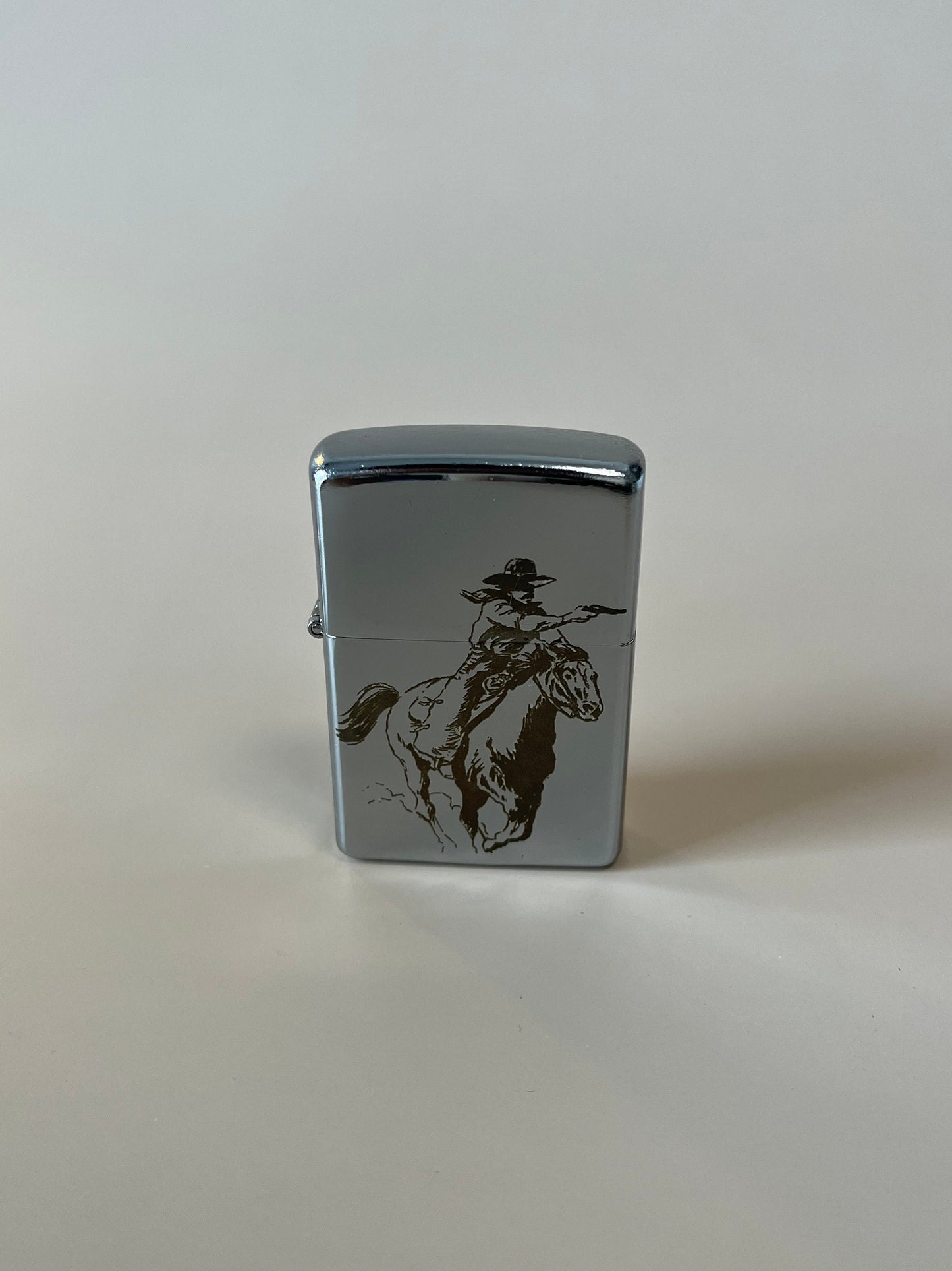 Engraved Cowboy Lighter Case - Steel Flip Oil Lighter